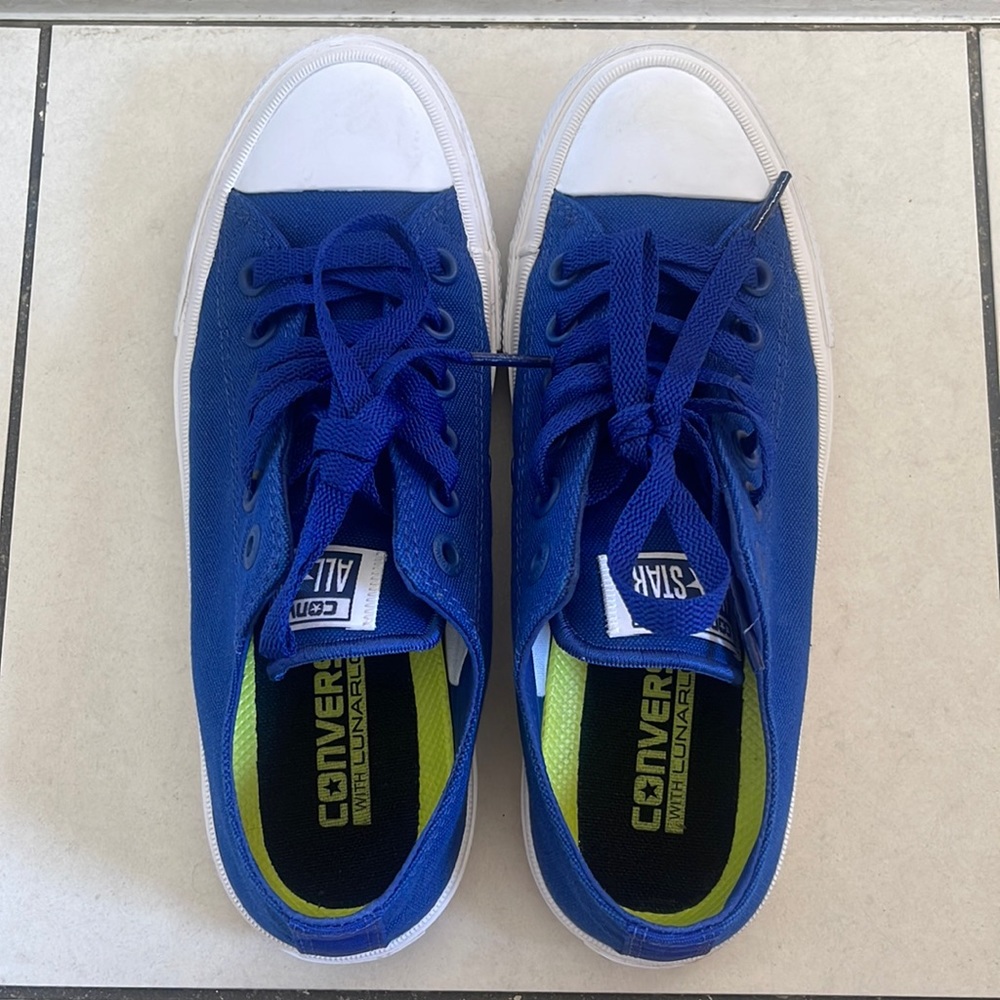 Blue Converse sneakers